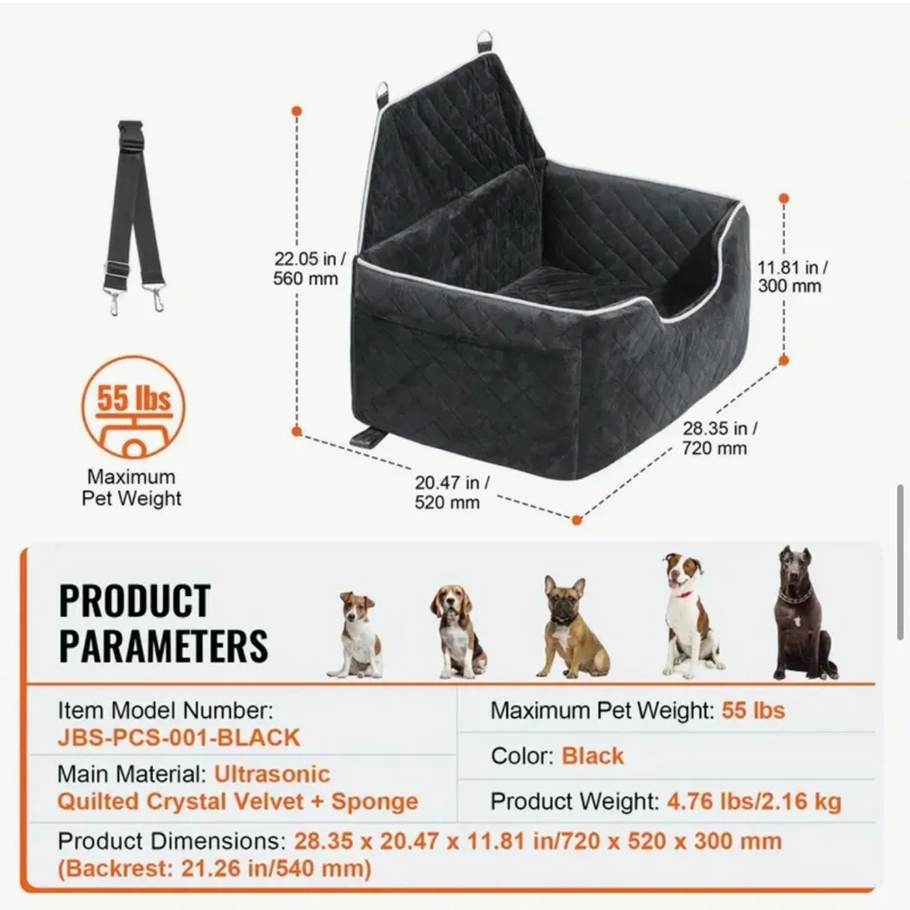 Dog Booster Seat For Vehicles Cars Medium Size Dogs Up to 55Lbs
